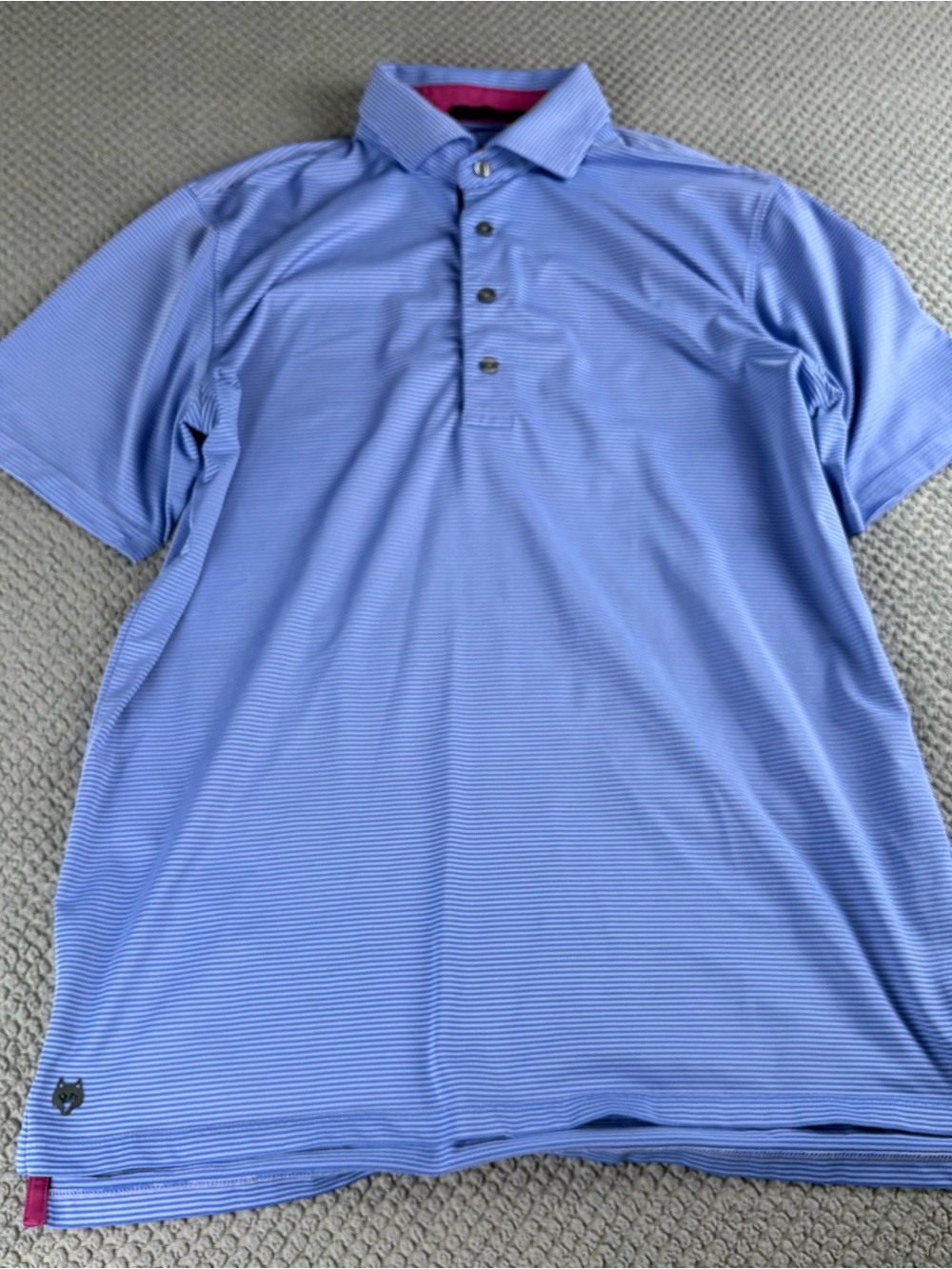 Greyson Men's Light Blue Striped Performance Polo